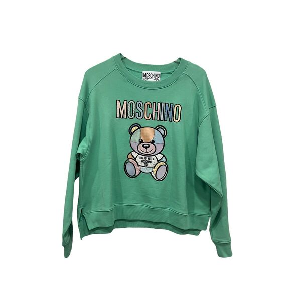 Moschino Couture Sweatshirt Pullover US 8 100% Organic Cotton Green Teddy Bear - Picture 4 of 8